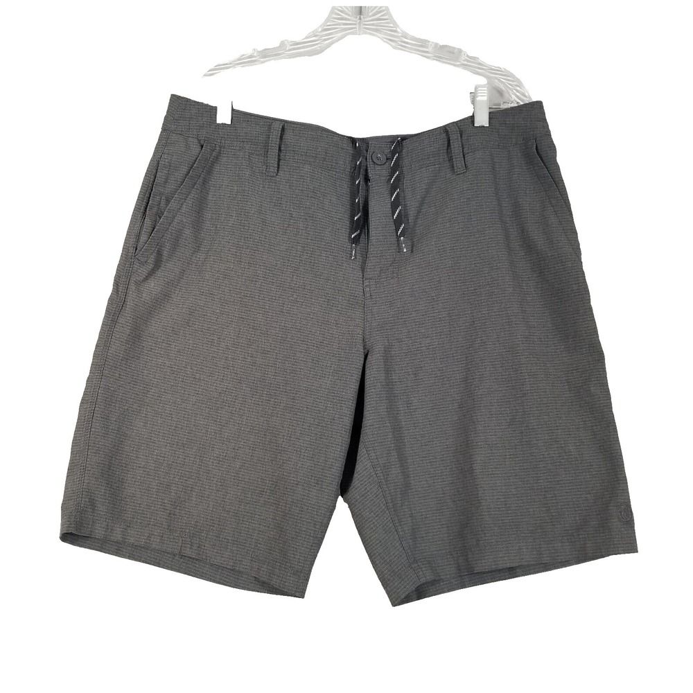 Hang Ten shorts men's 36 x 10.5 black stripe hybrid swim surf beach outdoor surf